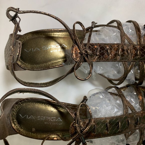 Via Spiga High Heels Sandals Snake Leather Bronze - Picture 4 of 9